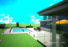 3D Video Perfect 124 Aussenansicht Danwood Bungalow 124 mit Pool