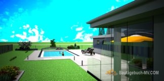 3D Video Perfect 124 Aussenansicht Danwood Bungalow 124 mit Pool