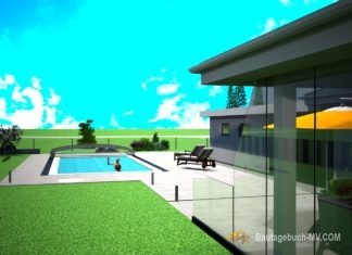 3D Video Perfect 124 Aussenansicht Danwood Bungalow 124 mit Pool