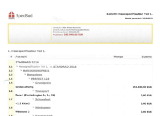 Bemusterung 19.06.2016 – Hausspezifikationen