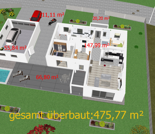 Grundflächenzahl (GRZ) online errechnen Danwood, überbaute Flächen (GRZ)