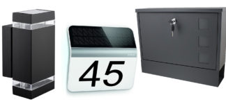 Hausnummer, Briefkasten und Außenlicht