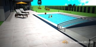 3D Ansicht Bungalow – Danwood – mit Pool u. Garage