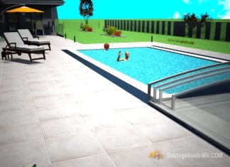 3D Ansicht Bungalow – Danwood – mit Pool u. Garage